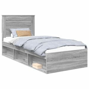 vidaXL Sengestamme med hodegjerde Gr&aring; Sonoma 100 x 200 cm Massiv furu