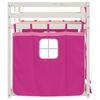 vidaXL Køyeseng med gardiner rose 80x200 cm heltre furu