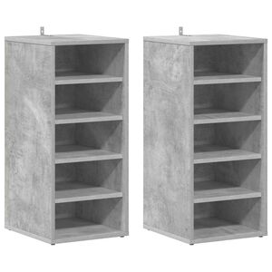 vidaXL Skoskap betonggr&aring; 2 stk 31,5x35x70 cm konstruert tre