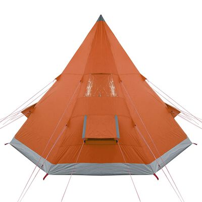 vidaXL Campingtelt tipi 4 personer grå og oransje vanntett