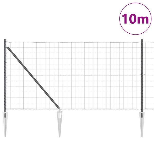 vidaXL Gjerde med stolpe Gr&aring; 1,2 x 10 m St&aring;l og PVC