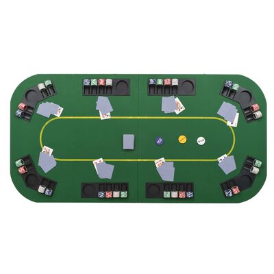 vidaXL Pokerbordplate 8 spillere sammenleggbar 4 delt rektangulær grønn
