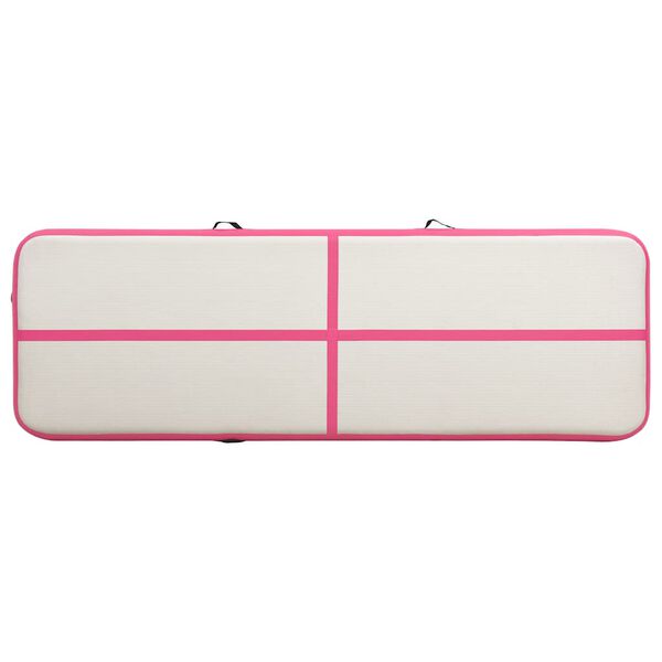 vidaXL Oppbl&aring;sbar gymnastikkmatte med pumpe 300x100x15 cm PVC rosa