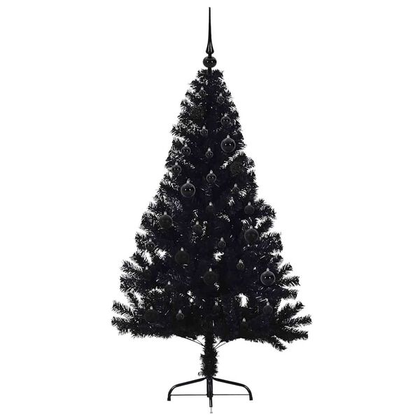 vidaXL Kunstig Forhåndsopplyst Juletre med 150 LED Svart 150 cm PVC