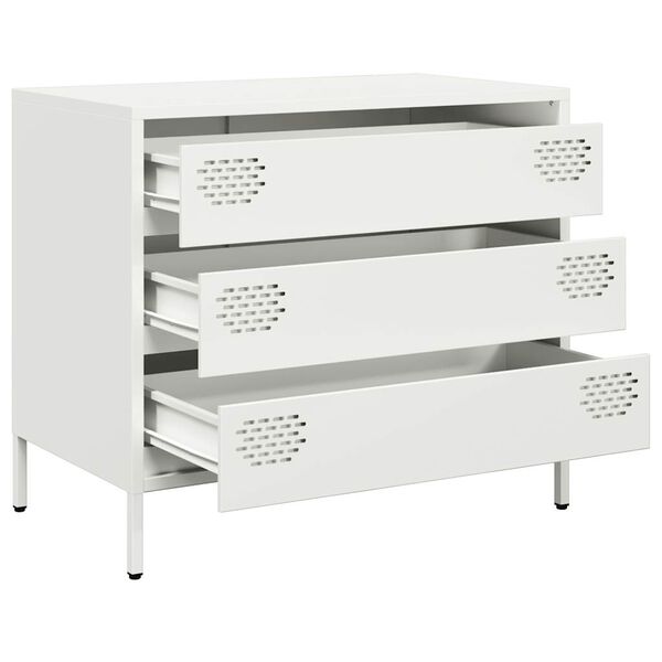 vidaXL Skjenk hvit 68x39x58,5 cm kaldvalset stål