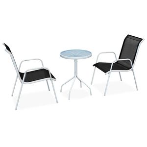 vidaXL Bistrosett 3 deler st&aring;l svart