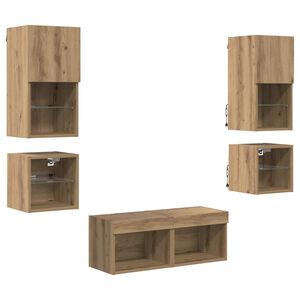 vidaXL TV Vegg Enheter 8 pcs Artisan Eik Konstruert tre