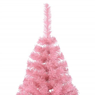 vidaXL Kunstig juletre halvt med stativ rosa 240 cm PVC