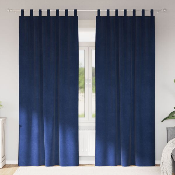 vidaXL Blendingsgardiner 2 pcs M&oslash;rkebl&aring; 140 x 245 cm Fl&oslash;yel