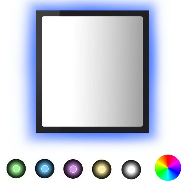 vidaXL LED-badespeil høyglans svart 40x8,5x37 cm akryl