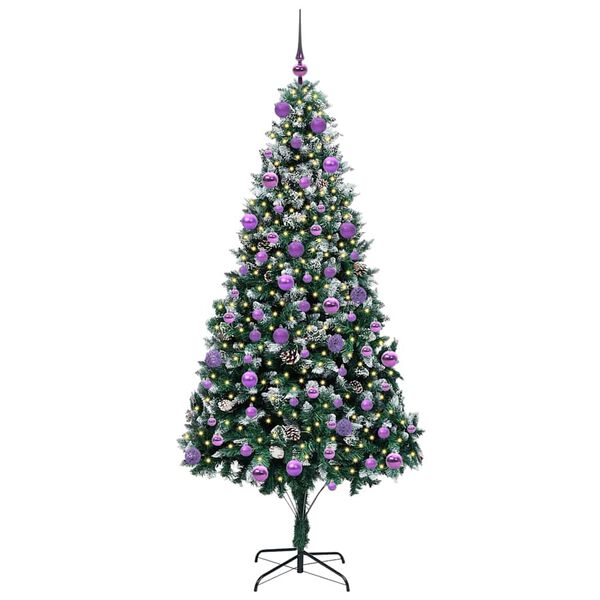 vidaXL Kunstig juletre med 300 LED grønn 210 cm PVC og Stål og Plast