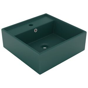 vidaXL Luksuri&oslash;s servant overl&oslash;p firkantet m&oslash;rkegr&oslash;nn 41x41cm keramisk