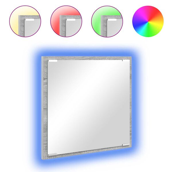 vidaXL LED Badevindu Grå Sonoma 40 x 37 x 8.5 cm Konstruert tre