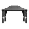 vidaXL Paviljong med sidevegger og dobbelt tak 3x4 m antrasitt
