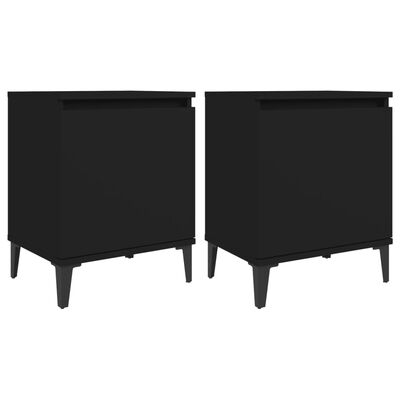 vidaXL Nattbord med metallben svart 40x30x50 cm