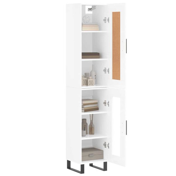 vidaXL Highboard h&oslash;yglans hvit 34,5x34x180 cm konstruert tre