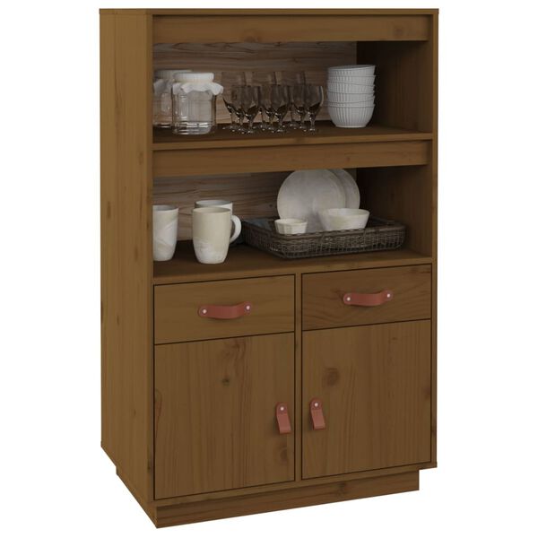 vidaXL Highboard honningbrun 67x40x108,5 cm heltre furu