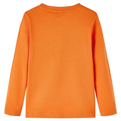 T-skjorte for barn med lange ermer mørk oransje 92