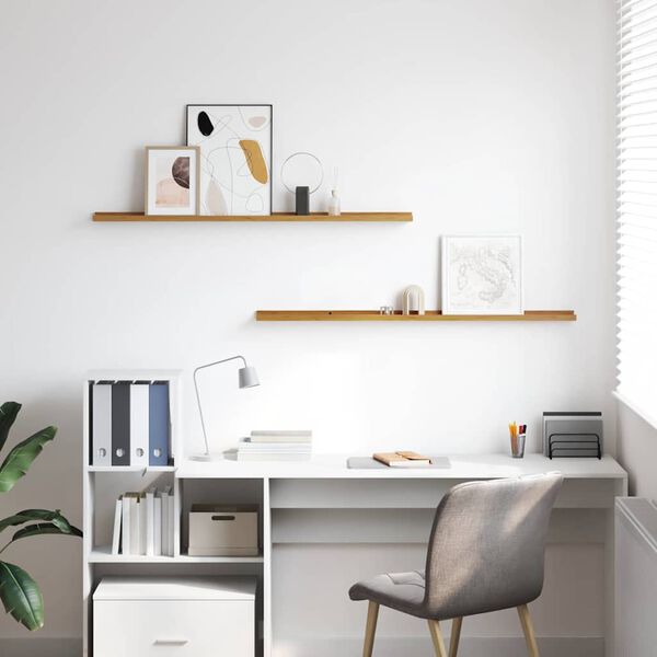 vidaXL Vegghylle med hylle 2 pcs Beige 115 x 9 x 3 cm Konstruert tre