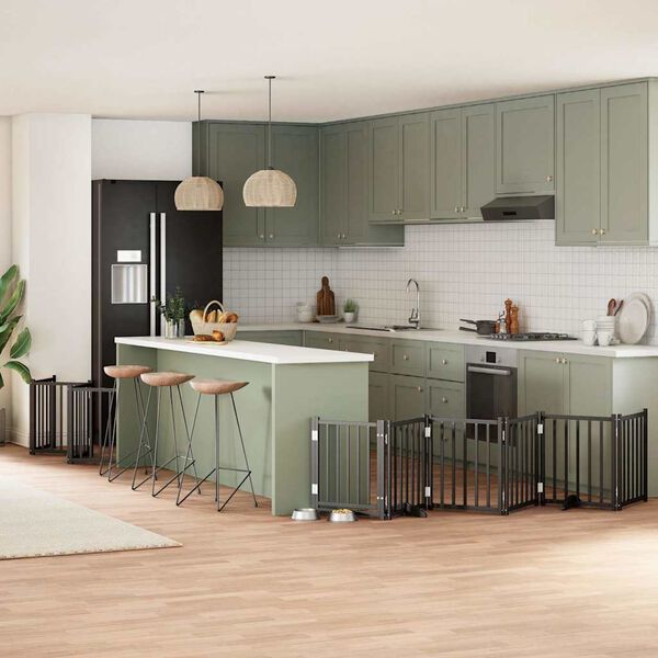 vidaXL Hundeport sammenleggbar 12 paneler svart 600 cm poppeltre