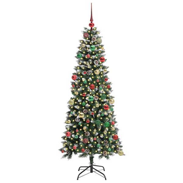 vidaXL Kunstig juletre med 300 LED gr&oslash;nn 180 cm PVC og plast og st&aring;l