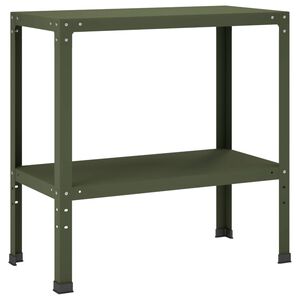 vidaXL Plantebord 100 x 40 x 80 cm Pulverlakkert st&aring;l Olivengr&oslash;nn