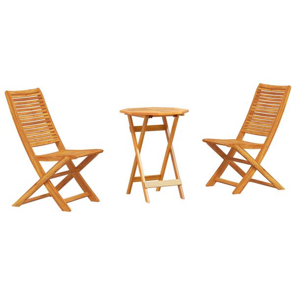 vidaXL Sammenleggbart Bistrosett 3 pcs Brun heltre akasie