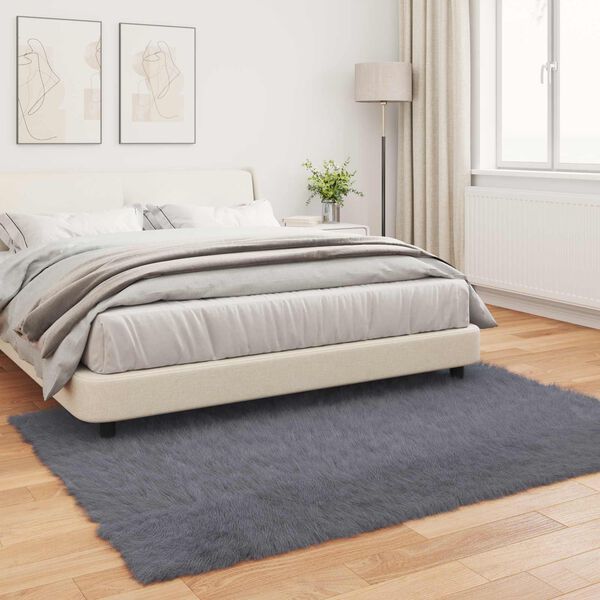 vidaXL Faux Skinnmatte Tafalla Antrasitt 120 x 170 cm Polyester