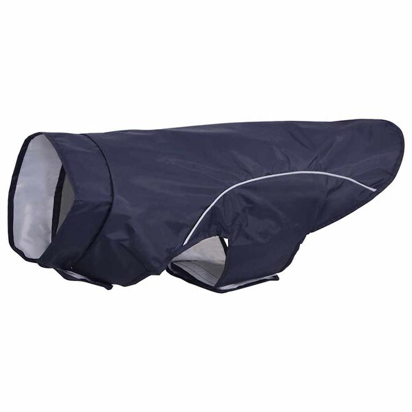 vidaXL Hunde regnfrakk med refleksstrimler polyester marinebl&aring; XL