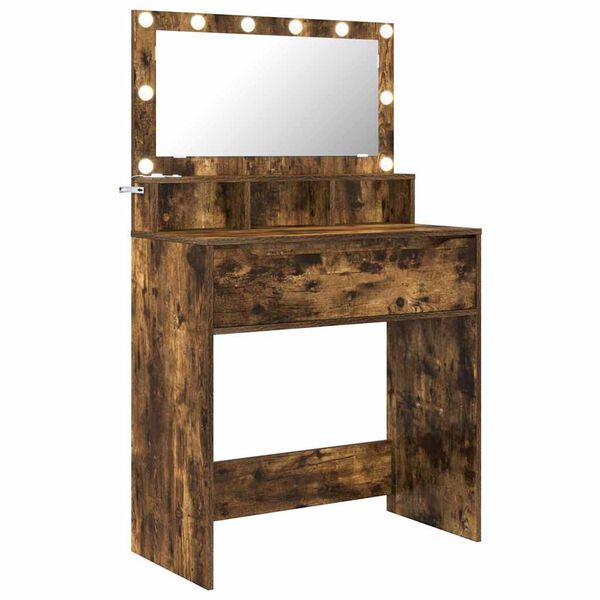 vidaXL Soverom sminkebord R&oslash;kt eik 80 x 39,6 x 135 cm Konstruert tre