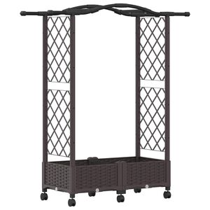 vidaXL Hevet Bed med Trellis og Tak Brun 124 x 40 x 129 cm PP