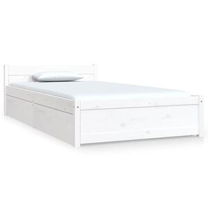 vidaXL Sengeramme med skuffer hvit 90x190 cm Single