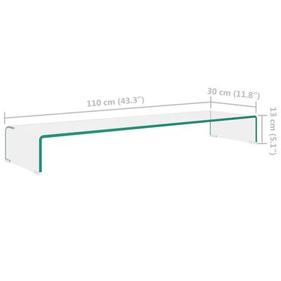 vidaXL TV-benk glass klar 110x30x13 cm