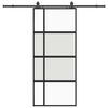 vidaXL Skyved&oslash;r med monteringssett svart 90x205 cm herdet glass