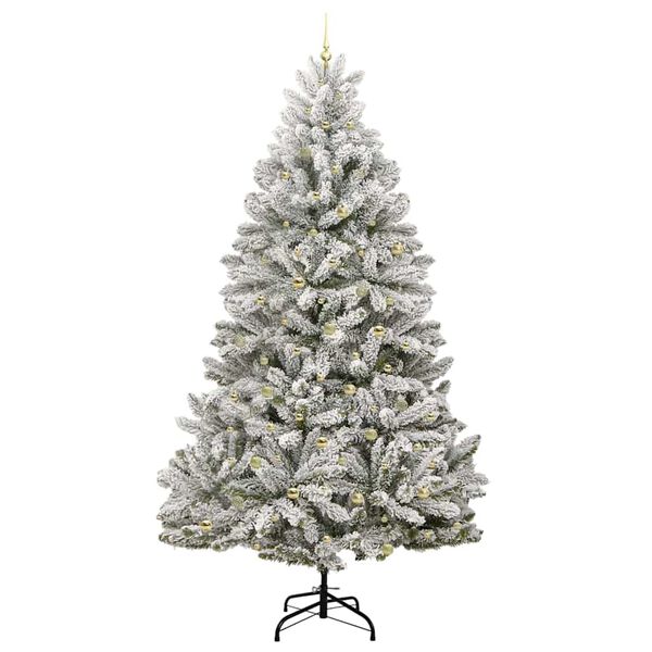 vidaXL Kunstig juletre med 300 LED Grønn og hvit 270 cm PVC og metall
