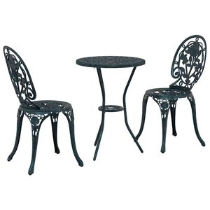 vidaXL Hage Bistro Sett 3 stk. gr&oslash;nn Aluminium