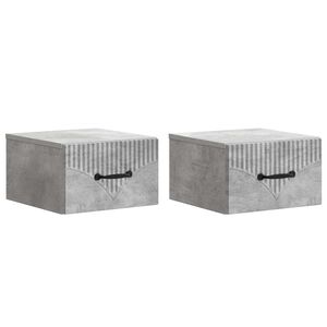 vidaXL Vegghengt Nattbord 2 stk. Betonggr&aring; 34,5 x 33 x 20 cm