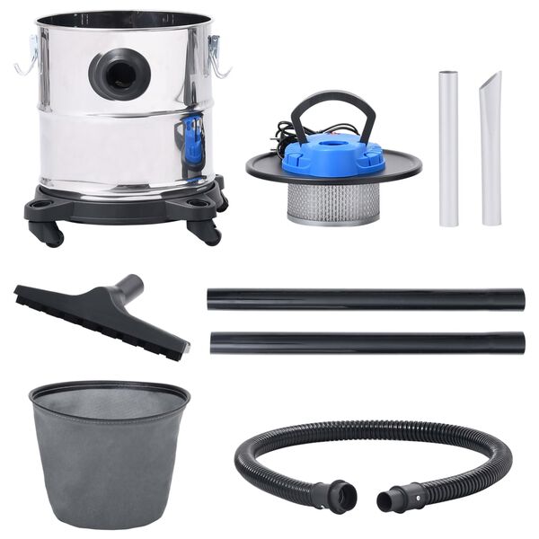 vidaXL Askest&oslash;vsuger med r&oslash;r og b&oslash;rste rustfritt st&aring;l