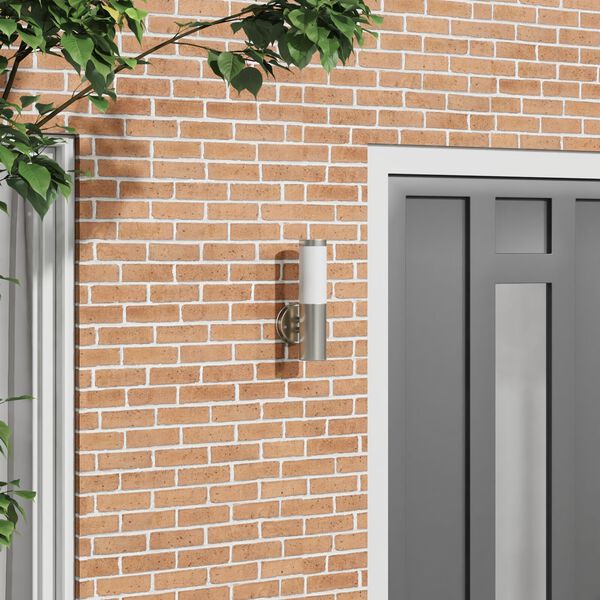 vidaXL Utevegglampe sølv 15 x 7.5 x 33 cm Rustfritt stål