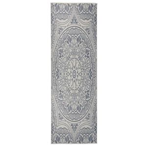 vidaXL Utend&oslash;rs flatvevd teppe 80x250 cm bl&aring; m&oslash;nster