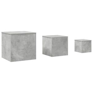 vidaXL Sidebord 3 stk betonggr&aring; konstruert tre