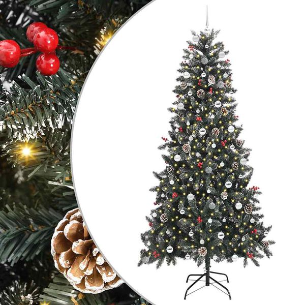vidaXL Kunstig juletre med 300 LED gr&oslash;nn 240 cm PVC og plast og st&aring;l
