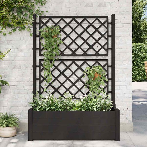 vidaXL Plantekasse med espalier 100x43x142 cm PP antrasitt