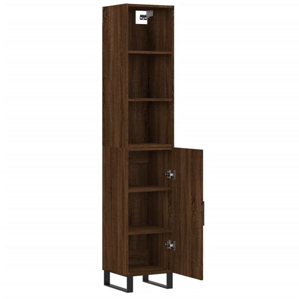 vidaXL Highboard brun eik 34,5x34x180 cm konstruert tre