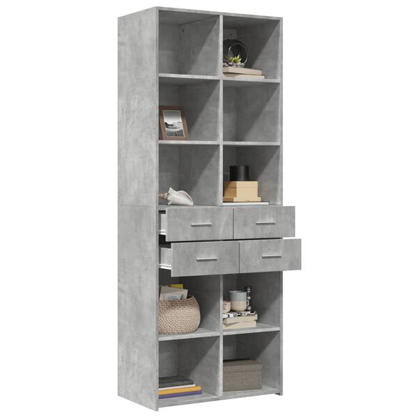 vidaXL Highboard betonggr&aring; 70x42,5x185 cm konstruert tre