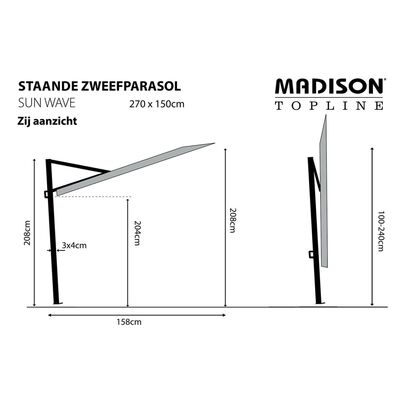 Madison Balkongparasoll Sun Wave 270x150 cm ecru PAC3P016