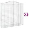 vidaXL Gabionkurver buede 3 stk 200x50x200/220 cm galvanisert jern