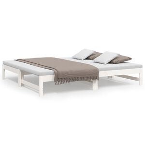 vidaXL Uttrekkbar dagseng hvit 2x(90x190) cm heltre furu