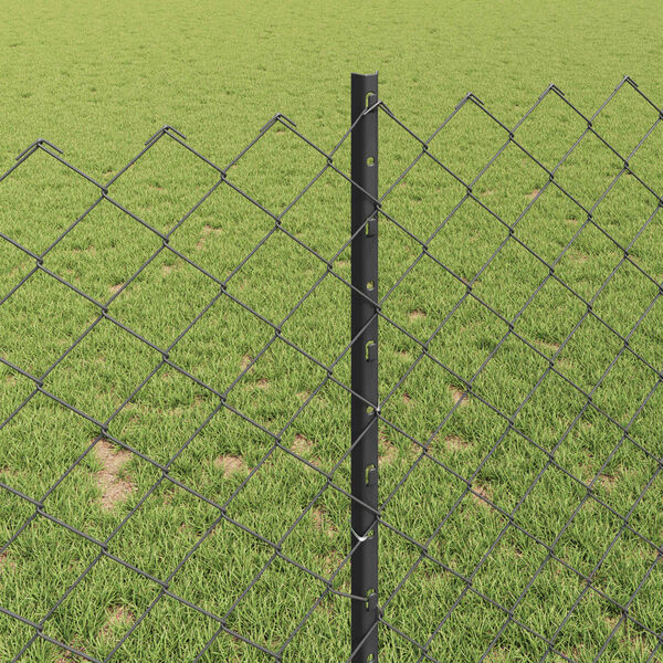 vidaXL Gjerde med stolpe Gr&aring; 1 x 10 m St&aring;l og PVC