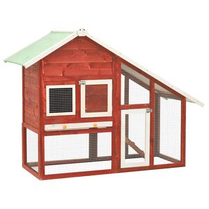vidaXL Kaninbur r&oslash;d og hvit 140x63x120 cm heltre gran